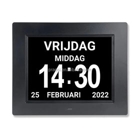 8-Inch Digital Day Week Month Clock Calendar for Alzheimer's Dementia Patients Large Non-Abbreviated Display in Dutch