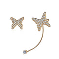 Fashion Design Gold Plated No Piercing Shiny Zircon Butterfly Earrings Women Wedding Jewelry