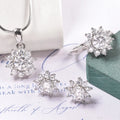 Roomy Cute Accessories Sterling Silver 925 Jewellery Women 18K Gold Plated Ring Earrings Necklace Moissanite Jewelry Set