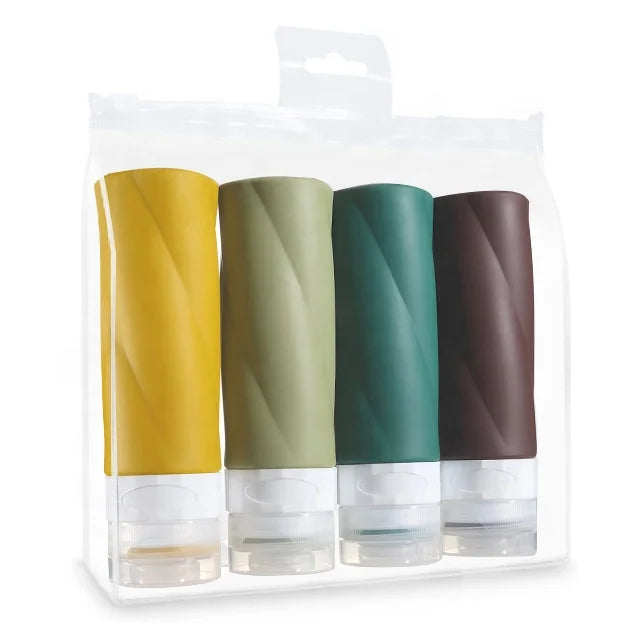 Colorful Collapsible Travel Bottles Refillable Silicone Dispenser for Shampoo Lotion Camping