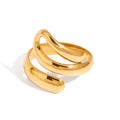 Stainless Steel Open Adjustable Popular Fashion Twisted Spiral Ring Gold Plated Waterproof Women Jewelry Gala Gift