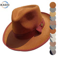 2025 New Style Edged Jazz Men Women Color Blocked Wool Felt Dance Soft Felt Hat Fedora Hat