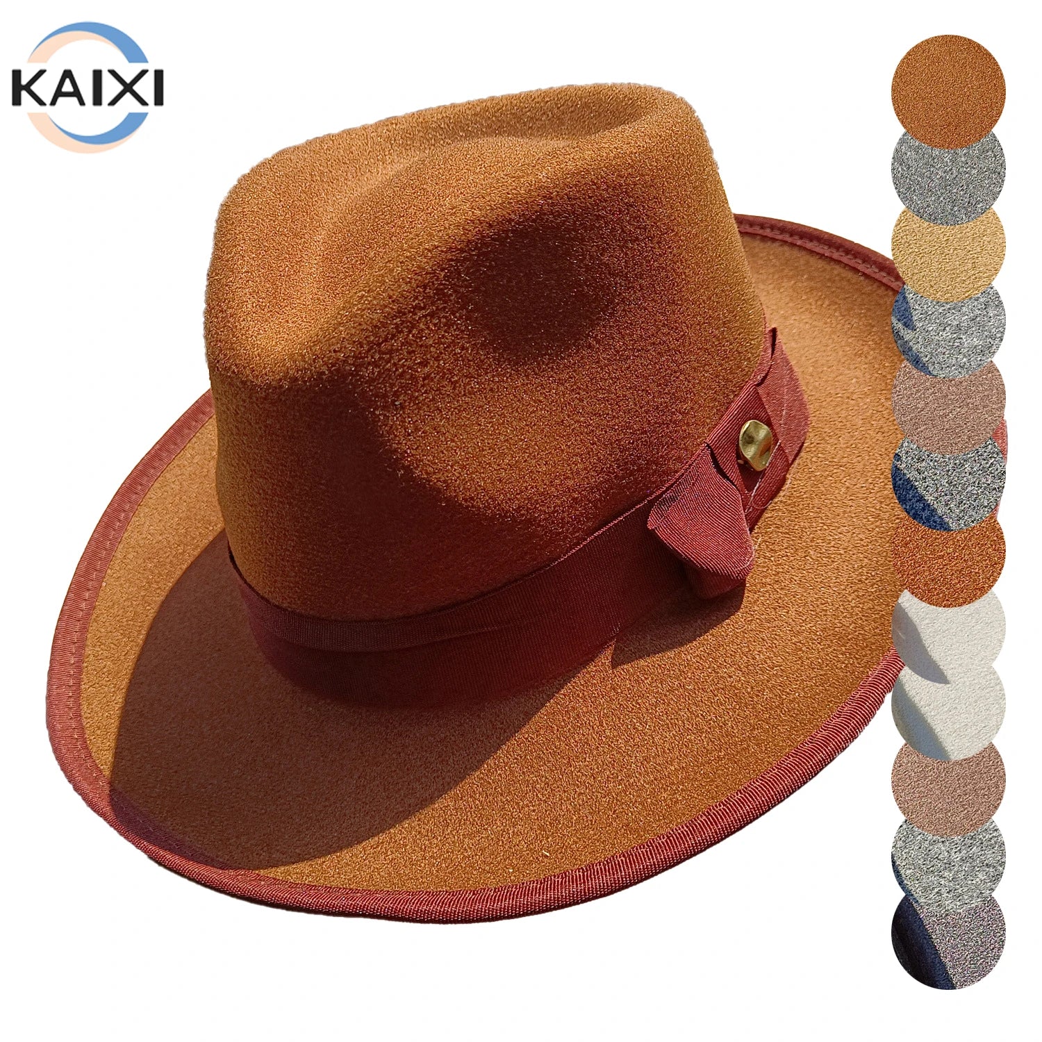 2025 New Style Edged Jazz Men Women Color Blocked Wool Felt Dance Soft Felt Hat Fedora Hat