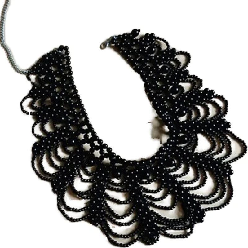 Handmade Retro Style Beaded Necklace with Pearl Collar Fashion Women's Accessory