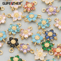 MD03 10pcs/lotjewelry Accessories18k Gold Platedcopperzirconsflower Shapecharmsdiy Pendantsfindings & Components