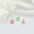 Hot Sale Jewelry DIY Accessories Brass Zircon Enamel 14K Gold Plated Turkish Evil Eye Charm Pendants Necklace Bracelet Making