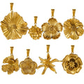 SP1050 Chunky Large Jewelry Accessories Gold Plated Stainless Steel Cherry Blossom Hibiscus Lily Flower Floral Charms Pendant