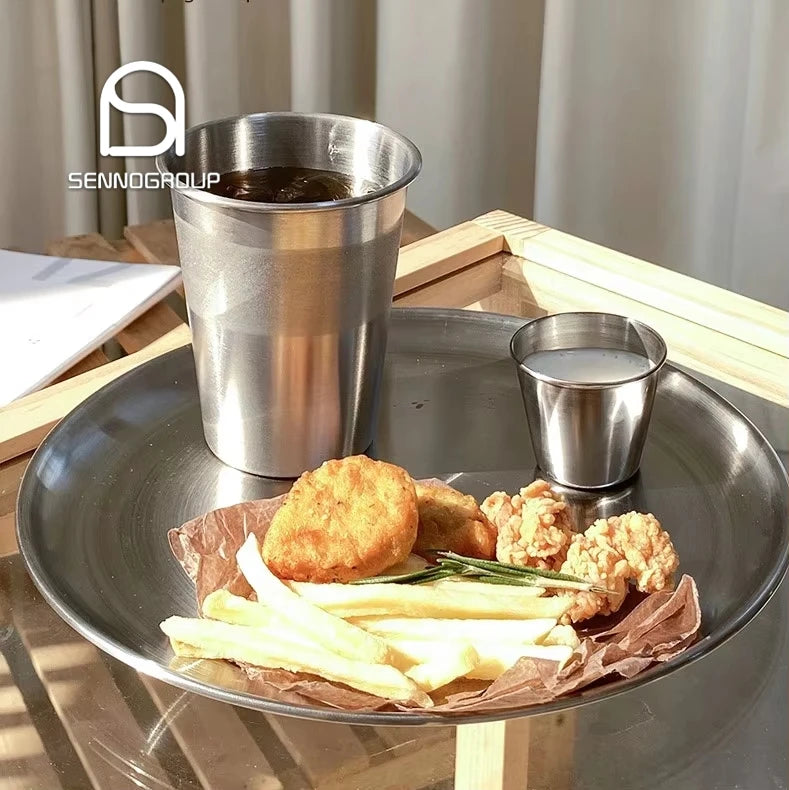 INS Style Minimalist Stainless Steel Beer Cup Coffee Juice Tumbler Silver Beer Glasses with Straw
