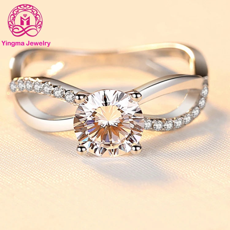 Dropshipping  Moissanite Rings  1ct 925 Sterling Silver Moissanite Engagement Diamond Ring for Women