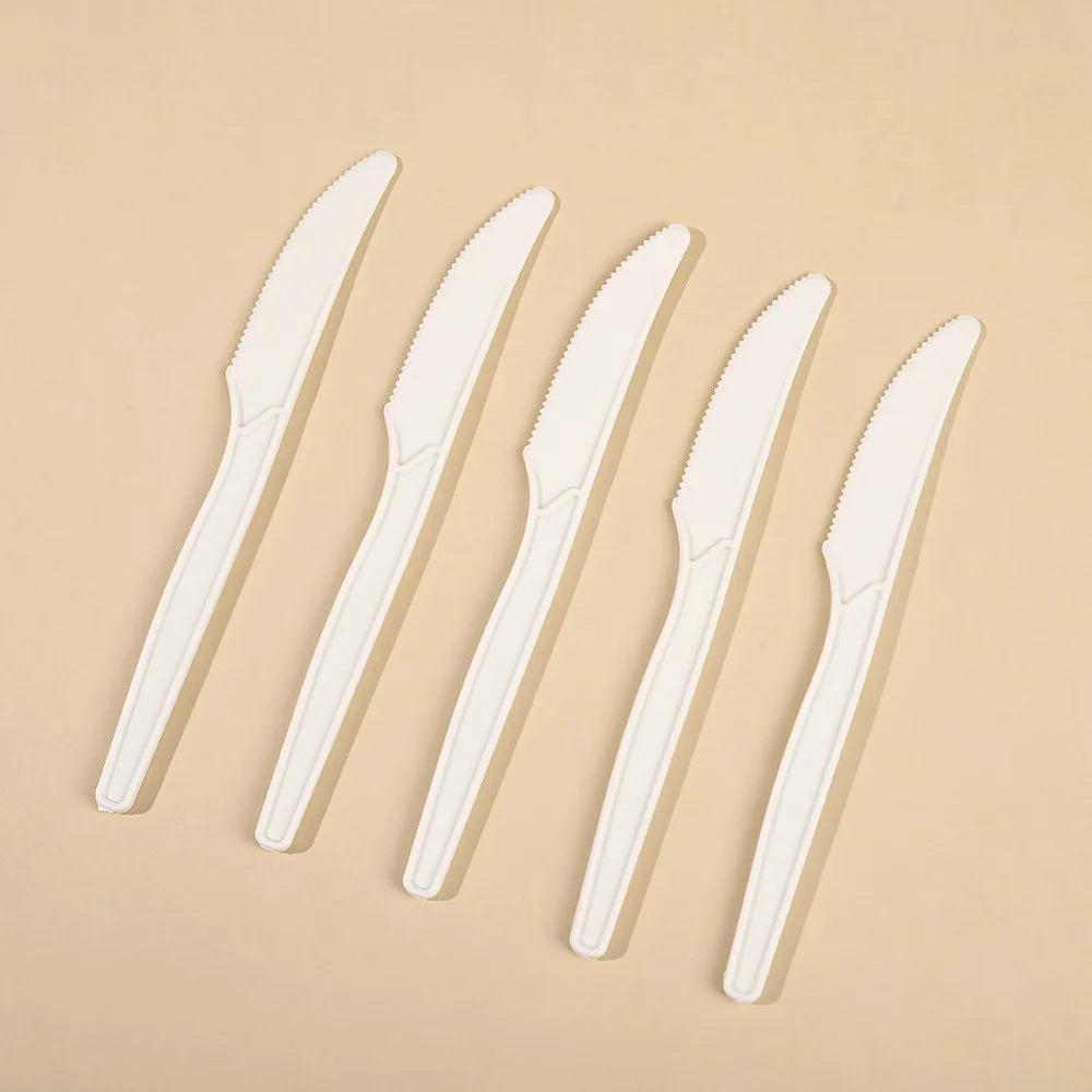 Manufacturer Cornstarch Cutlery Biodegradable 7 Inches Corn Starch Disposable Western Knife For Cake And Dessert Knife