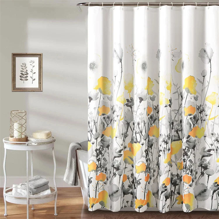 Drop Shipping Top Selling Floral Pattern Waterproof Shower Curtain Bathroom Polyester Custom Print Shower Curtain