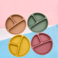 9 Colors Divided Toddler Plates Kid Resistant Unbreakable Feeding Set Suction Silicone Baby Plates for First Stage Children