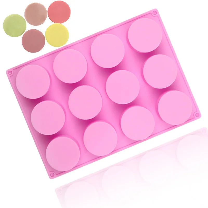 12 Cavity Column Eco-Friendly Odorless Silicone Bath Bomb Moulds Round Cake & Soap Molds JCPING ZK-SM601