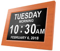 2025 New Custom Bamboo & Wooden Pattern Frame Lcd Screen Digital Calendar Led Clock 8 Inch for Dementia
