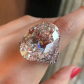 Huitan Unique Super Large Oval Gemstone Zircon Rings Vintage Carved Girls Pure Diamond Lady Beautiful Luxury Rings Silver