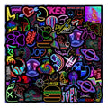 50pcs Trendy Rainbow Vinyl Custom Phone PVC Waterproof Neon Light Stickers for Kids Teens Adults