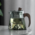 Classic Design 480ml Glass Teapot Home Office Wooden Handle Glass Teapot With Infuser