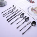 304 Matte Black Eco-Friendly Luxury Stainless Steel Cutlery Set Knife Fork Spoon Silverware Flatware for Camping Portable Custom