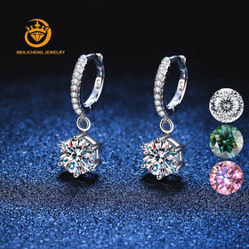 Classic Design 1ct 2ct Moissanite Earrings 925 Sterling Silver Moissanite Hoop Earrings for Women
