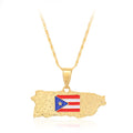 HOVANCI Popular Copper Gold Plated Country Flag Map Pendant Necklace Red Enamel Puerto Ricos Map Necklace