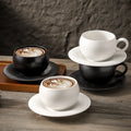 Ceramic Latte Art Cappuccino Barista Cup with Dish Set 300ml Black White Egg Shaped Coffee Mug Afternoon Tea Cups Set