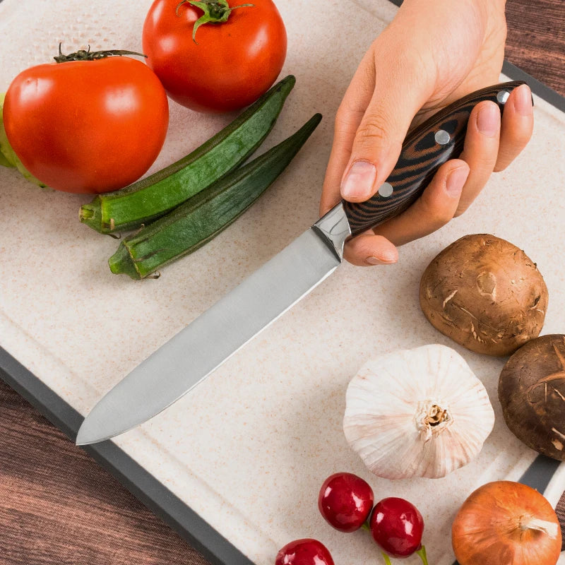 5 Inch 3Cr13 Stainless Steel Kitchen Utility Knife with Ergonomic Micarta and S/S 430 Handle Eco-Friendly Gift Box