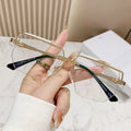 2025 New Trendy Women Custom logo Metal Oversize Optical Big Frame square Anti Blue Light Glasses Frames Eyeglasses