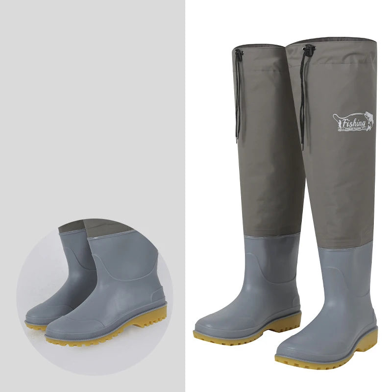 Men's & Unisex Light Breathable Waterproof Brier Proof Hunting Bootfoot PVC Nylon Neoprene Rubber Fishing Hip Waders Socks
