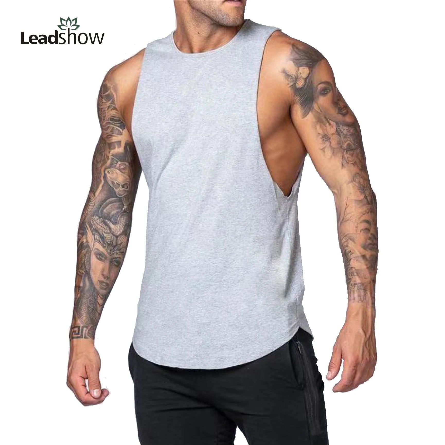Plus Size Mens Muscle Bamboo Workout Fitness Clothing Running Men's Tank Top Fitness Wear Sport Sleeveless Gym Vests Activewear