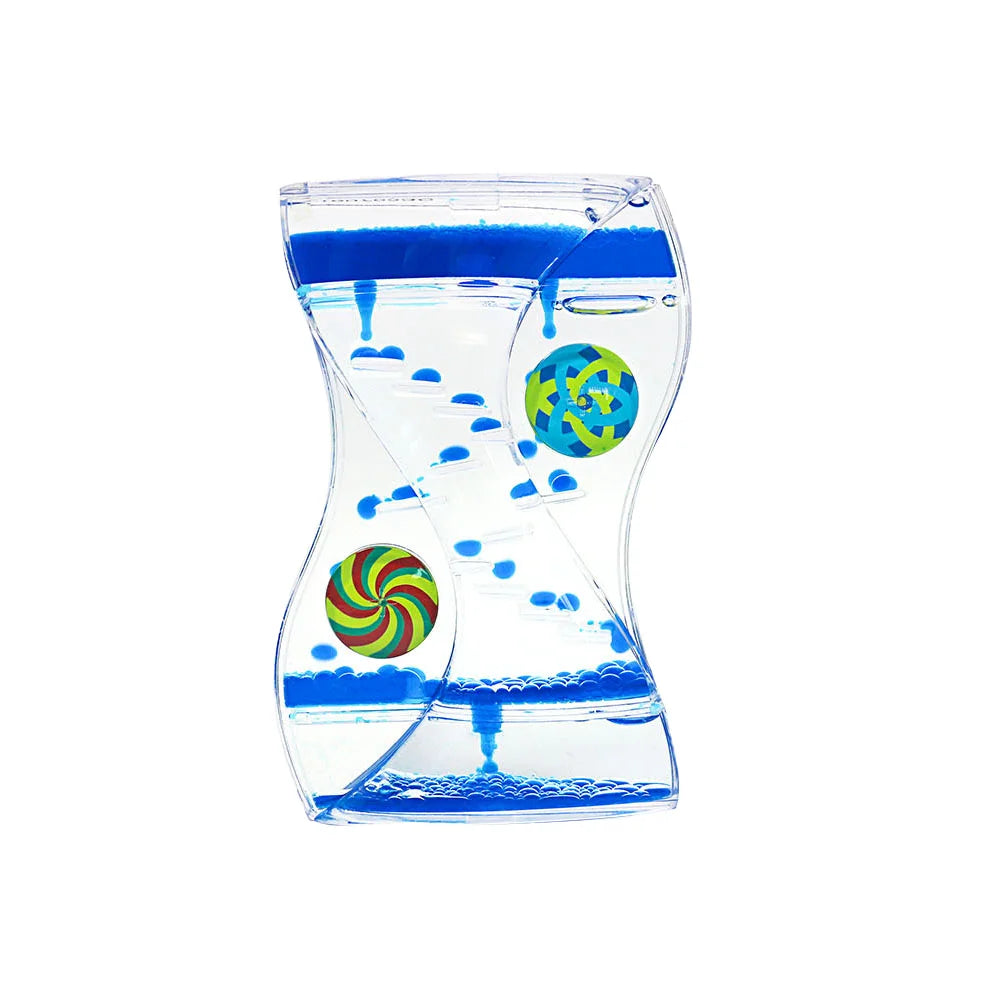 Liquid Motion Bubble Timer Hourglass with Duple Wheel Rotating Portable Sensory Toy for Kids and Adults