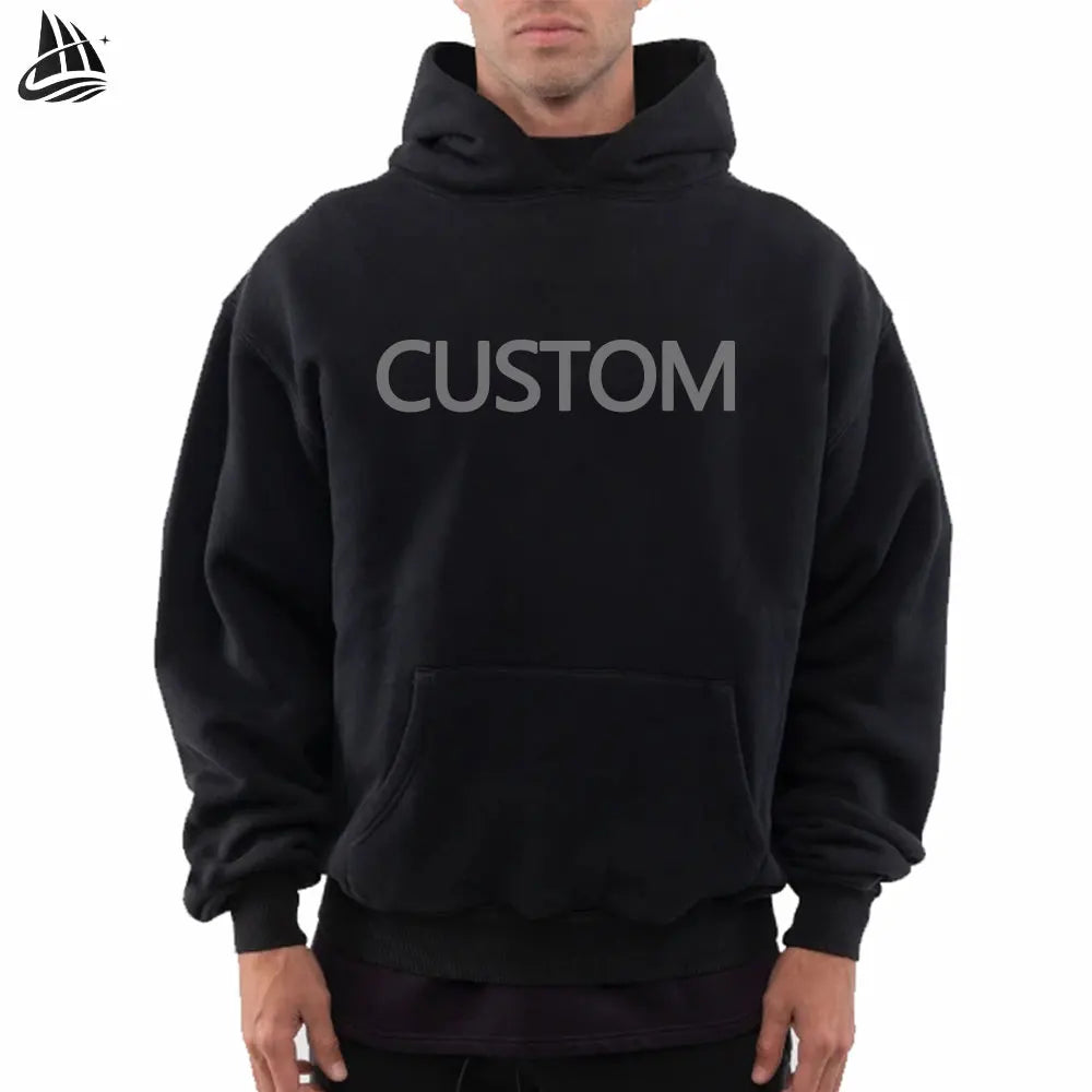 Custom Hoodies Men's 100% Cotton Heavy Weight Luxury Quality Custom Printing Oversized Streetwear Pullover Hoodies for Men