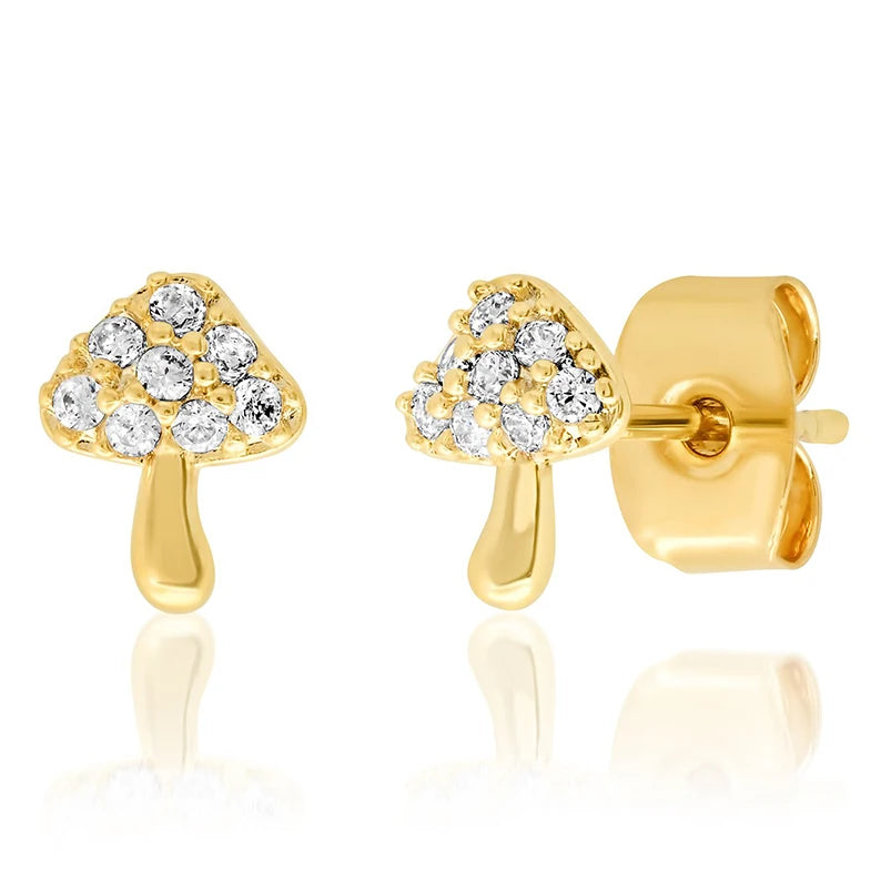 Gemnel Hot Selling Mushroom Stud 925 Silver 18k Gold Diamond rainbow Stud Earrings Women