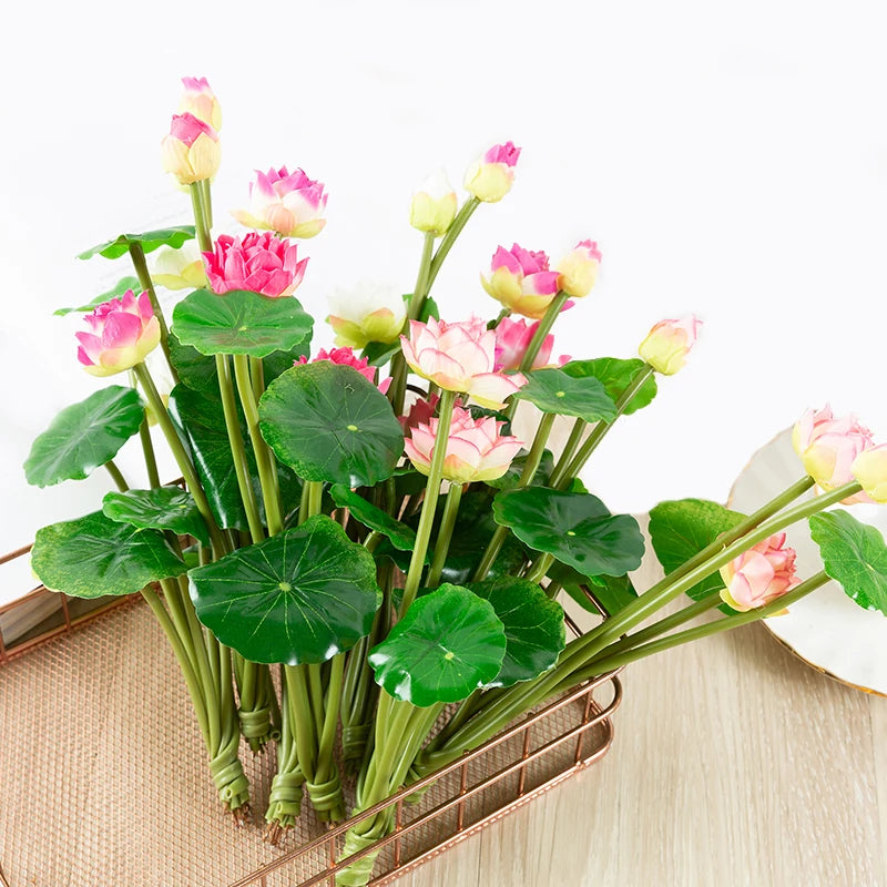 Wholesale Faux Silk Water Lily Flowers Latex Real Touch Flower Wedding Table Flower Centerpieces Artificial Lotus