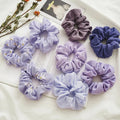 New Korean Hair Accessories Purple Flower Printed Elastic Hair Band Hair Ties Soft Fabric Scrunchies for Women