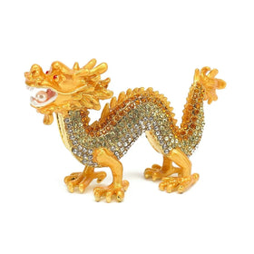 SHINNYGIFTS Wholesale Enamel Crystal Chinese Lucky Dragon Metal Craft Figurine Feng Shui Home Ornament Creative Zodiac Animal