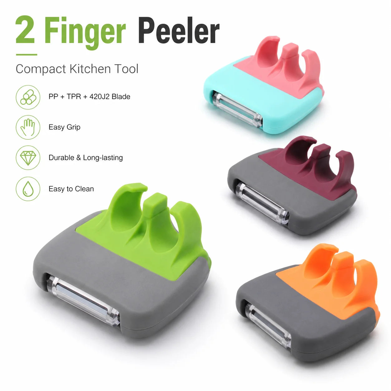 Smart Kitchen Gadget for Home Plastic Stainless Steel Double Finger Apple Fruit Palm Peeler for Potato Vegetable