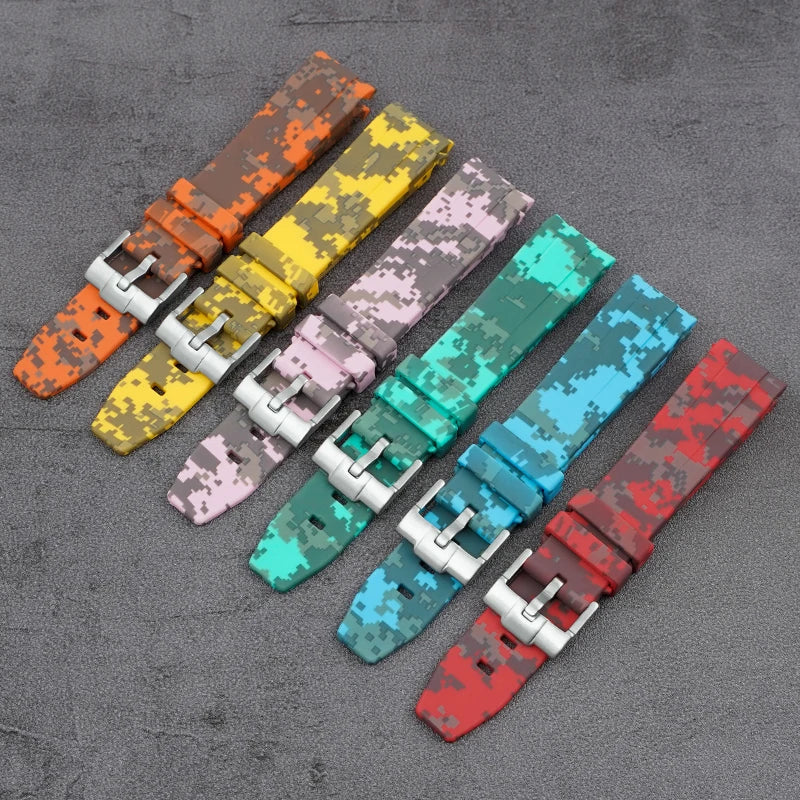 Multi Colors Stylish Durable Sports Rubber Watch Band Silicone Watch Straps 20MM Camouflage Camo Diver Watch Bracelet