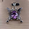 925 Sterling Silver Vintage Jewelry Necklace Natural Gemstone High  Quality Amethyst butterfly Shaped Charm Pendant