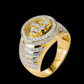 Religious Muslim Stunning Brass Zodiac Signet Ring Bold Mens Statement Jewelry with CZ Stones