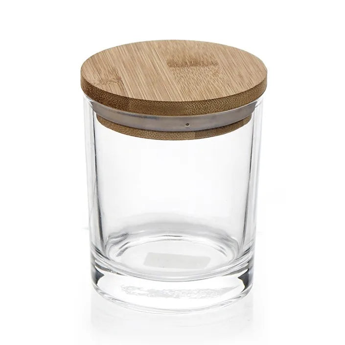 High Borosilicate Air Tight Glass Food Storage Container Spice Jar with Wood Lip Kitchen Caddy Box for Space-Conscious Storage
