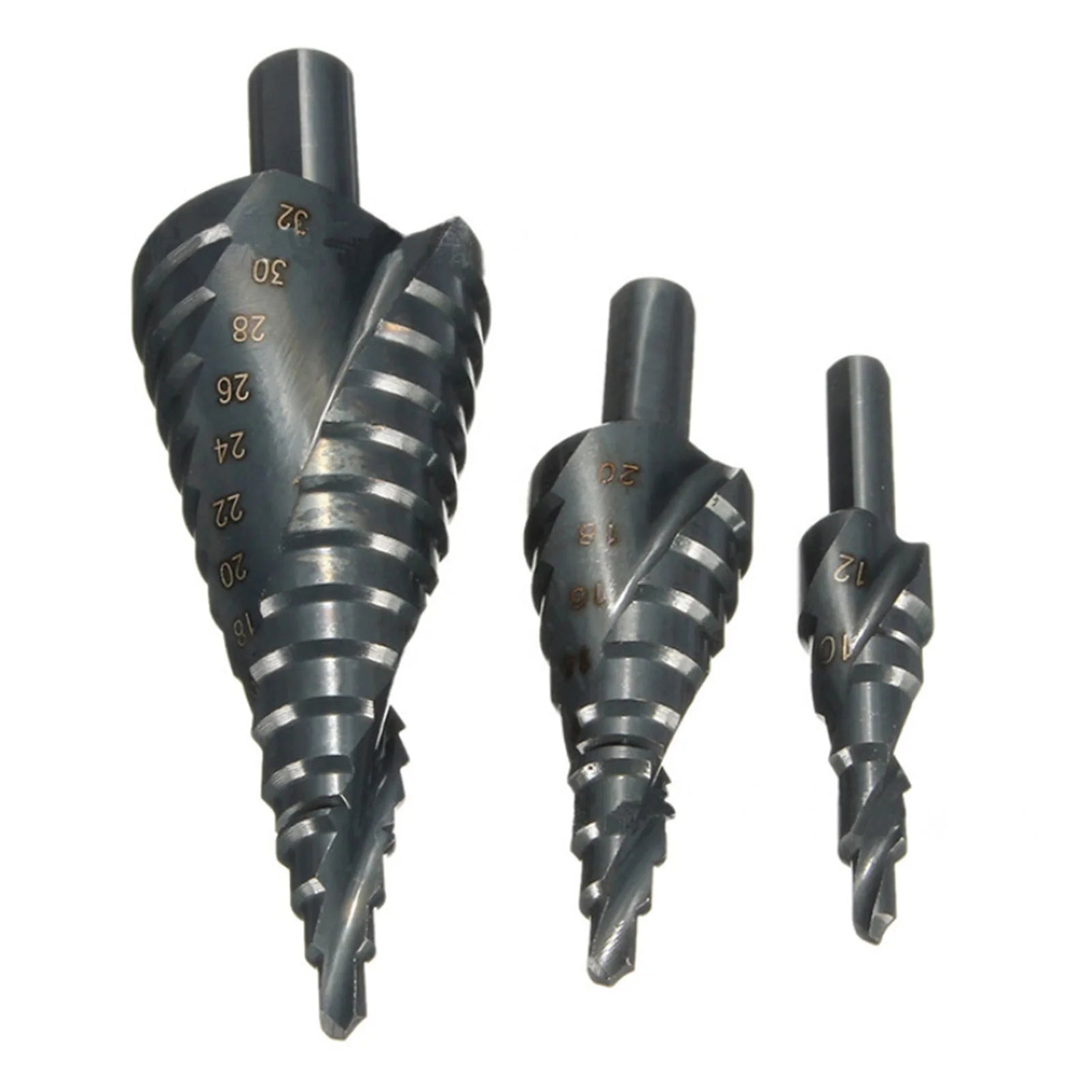 4-32MM HSS High-Speed Steel Spiral Drill Bit Set 3pcs with Cone Triangle Shank Hole for Plastic Coating Finish Twist Processing