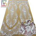 Luxury French Beads Sequins Fabric Bridal White Embroidery Pearl Lace Weddings Tulle Dress Beaded Lace Sequin Fabric