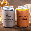 Custom Eva Foam PU Leather Beer Can Coolers Bachelor Party Gifts Laser Engraved Logo Can Coolers