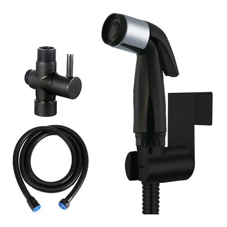 Black Stainless Steel Modern Wall-mounted Portable Shattaf Bidet Toilet Attachment with Sprayer Set for Hotel Use