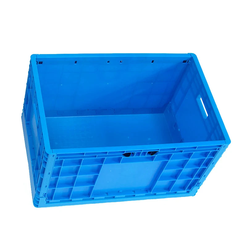 600*395*340MM Heavy Duty Foldable Eco-Friendly ROHS Certified PP Plastic Turnover Moving Crate Box Custom Logo 40-60KG Capacity