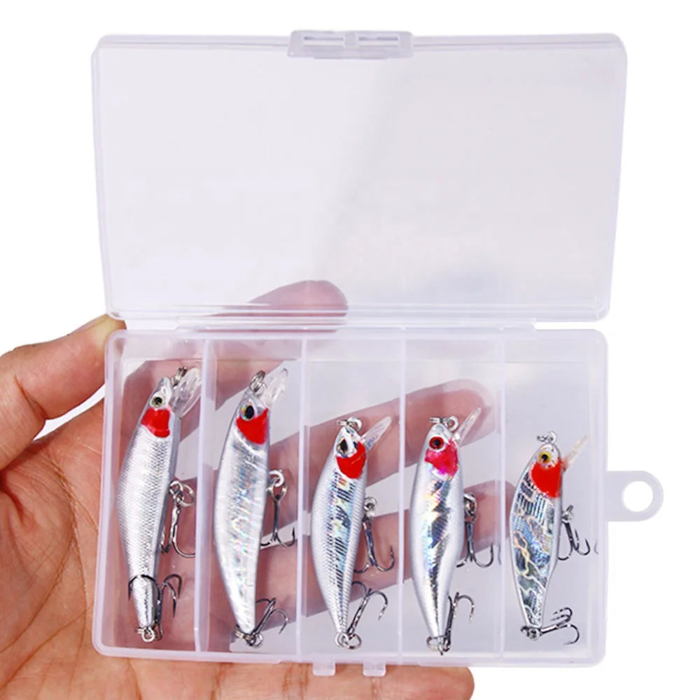 Hengjia Fishing Lure Combo 5pcs Crank Bait Fishing Kit Hard Plastic Mini Crankbait Minnow Fishing Lures Set