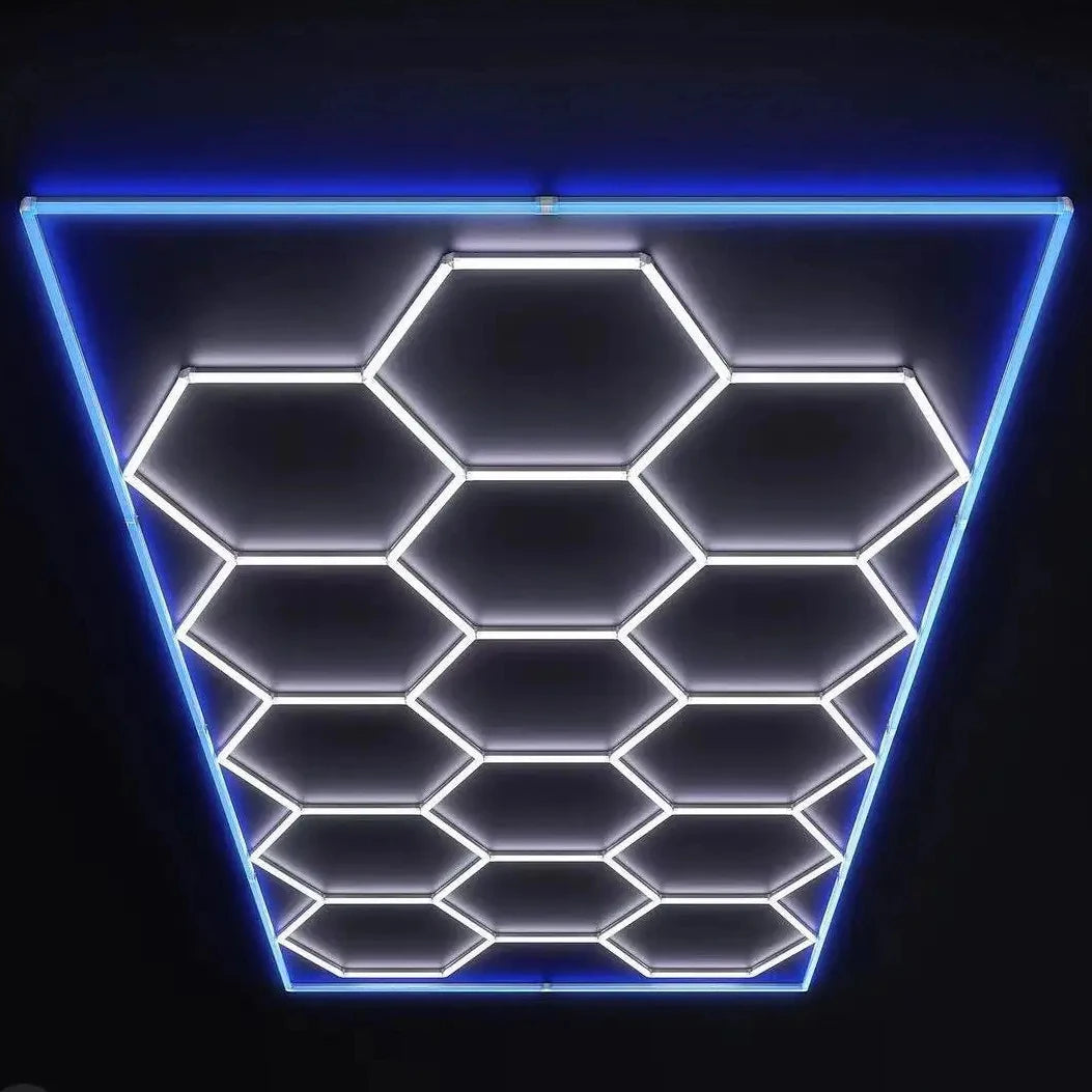 Hexagon LED Light for Garage High Brightness Auto Detailing & Wash Station Lighting Modern Design Workshop Ceiling Lamps