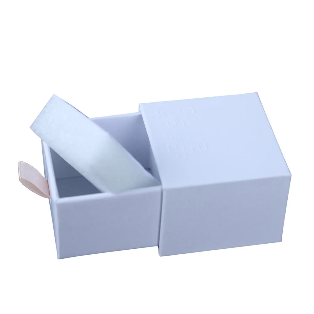 Lead Industry Small Craft Gift Box with Foam Insert and Logo Embossing White Jewelry Packaging Drawer Paper Box