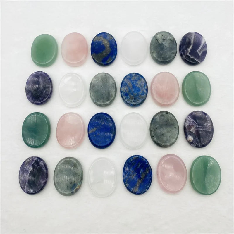 Sale Natural Various Oval Palm Stone Healing Amethyst clear Quartz Crystal Worry Stone