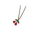2025 New Models Fashion Red Cherry Charms Pearl Gold Plated Stainless Steel Women Necklaces
